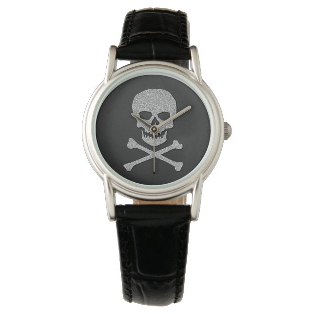 Silver Skull & Crossbones Halloween Watch (Front)