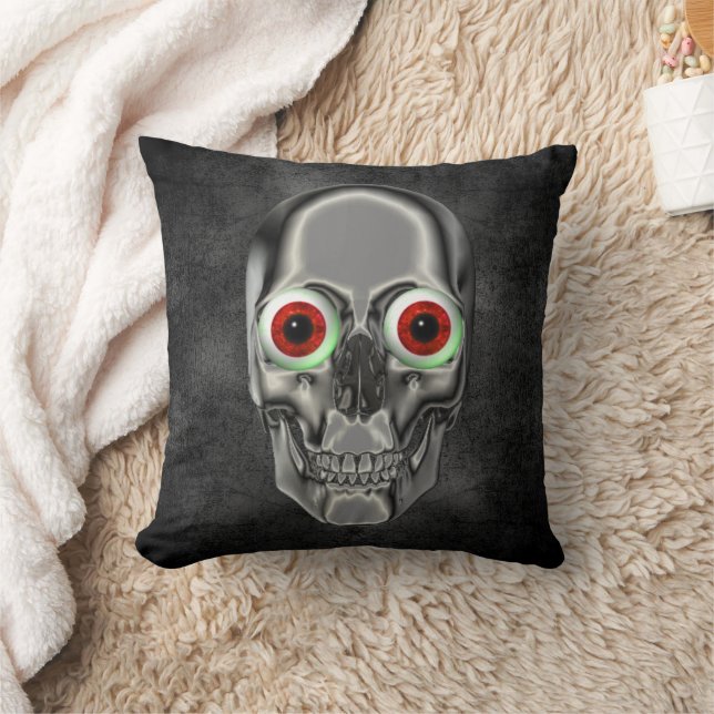 Silver Skull Red Eyeballs Cushion (Blanket)