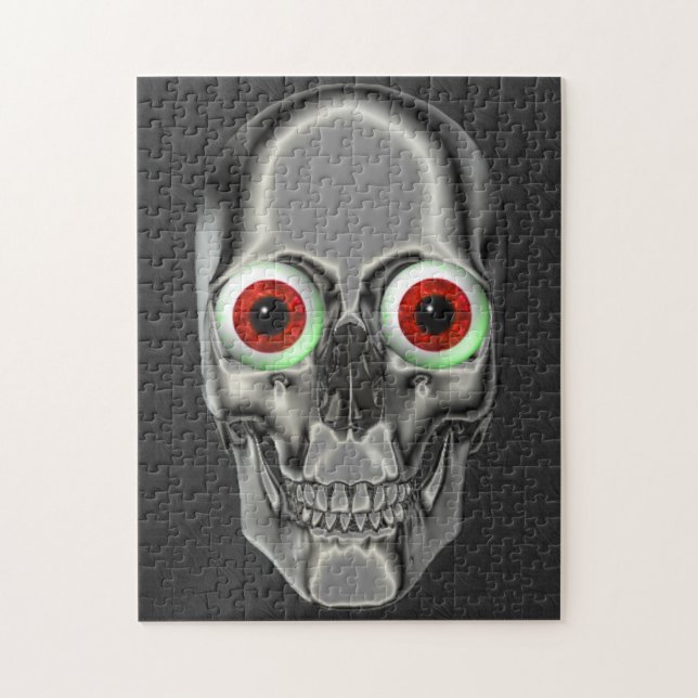 Silver Skull Red Eyeballs Fantasy Art Jigsaw Puzzle (Vertical)