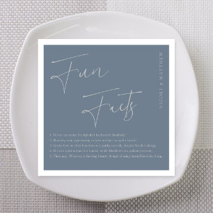 Silver Slate Fun Facts Wedding Napkin