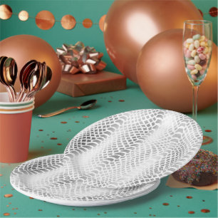 Silver Snake Print Paper Plate