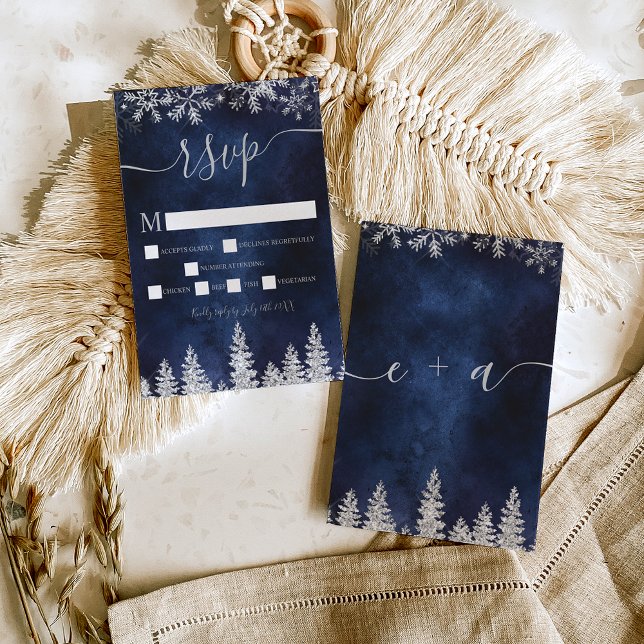 Silver snow pine navy Christmas winter rsvp (Creator Uploaded)