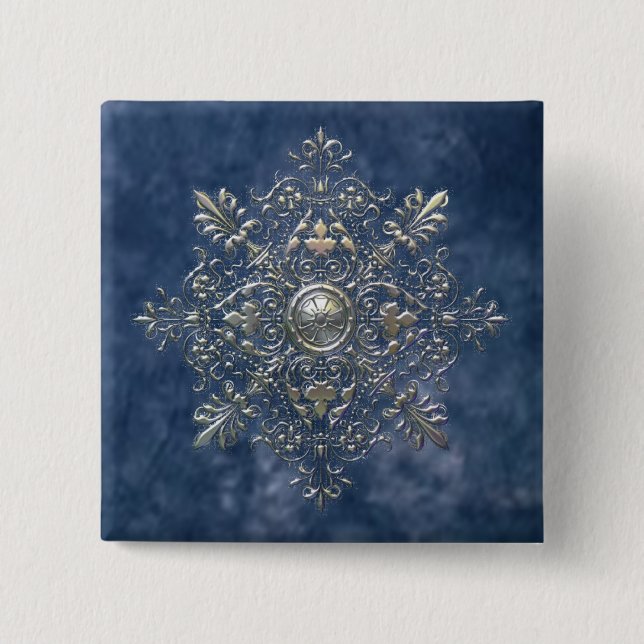 Silver Snowflake 15 Cm Square Badge (Front)