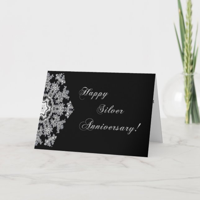 Silver Snowflake Anniversary Card (Front)