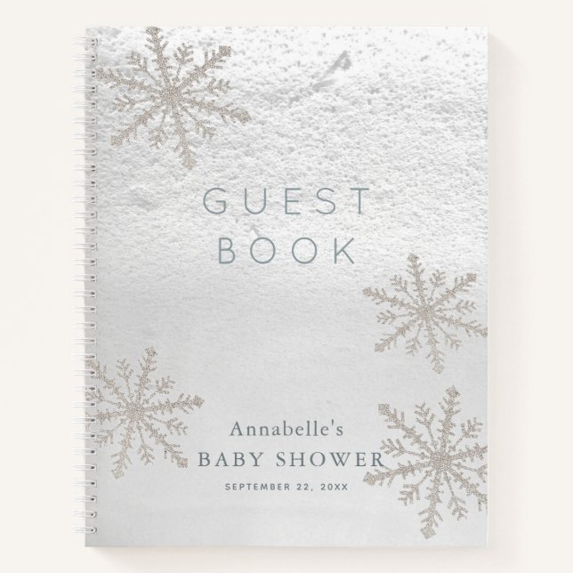 Silver Snowflake Baby Shower Guest Book (Front)