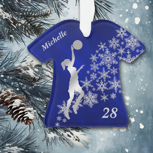 Silver Snowflake Basketball Player Ornament