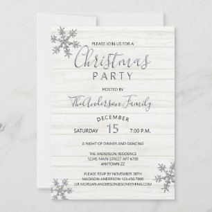 Silver Snowflake Chic Modern Christmas Party