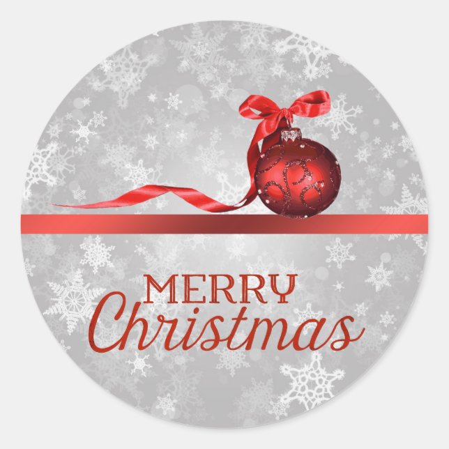 Silver Snowflake Christmas Sticker (Front)
