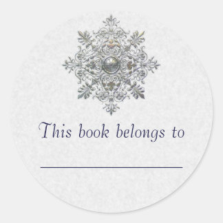 Silver Snowflake Classic Round Sticker