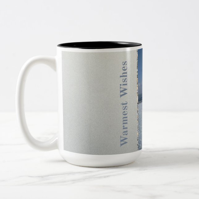 Silver Snowflake Elegance Two-Tone Coffee Mug (Left)