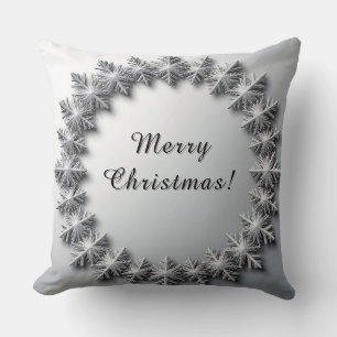 Silver Snowflake Frame Cushion