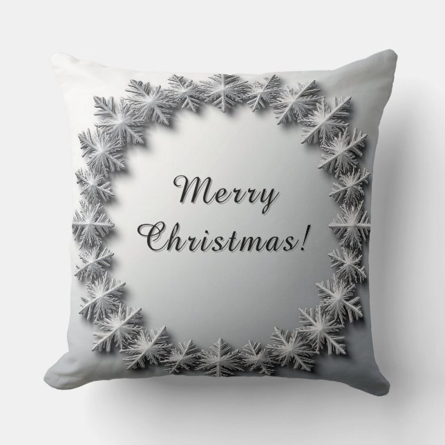 Silver Snowflake Frame Cushion (Front)