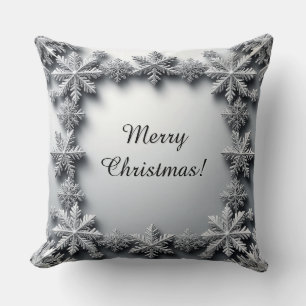 Silver Snowflake Frame Cushion