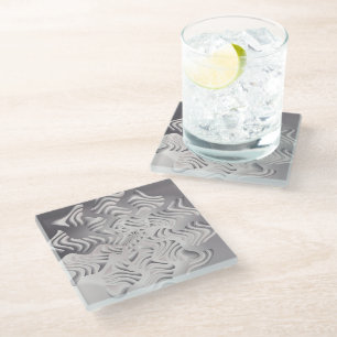 silver snowflake glass coaster