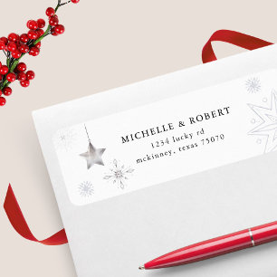 Silver Snowflake Holiday Return Address Label