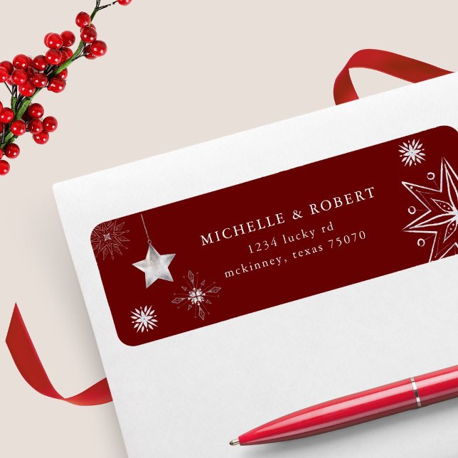 Silver Snowflake Holiday Return Address Label (Creator Uploaded)
