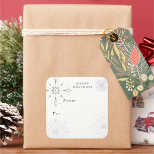 Silver Snowflake Holiday  Square Sticker