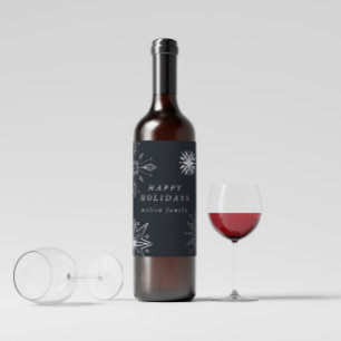Silver Snowflake Holiday Wine Label