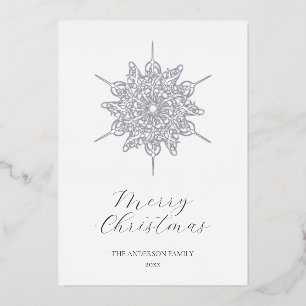 Silver Snowflake Merry Christmas Family