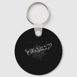 Silver Snowflake Merry Christmas Key Ring