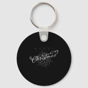 Silver Snowflake Merry Christmas Key Ring
