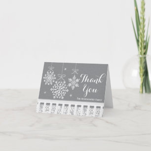 Silver Snowflake Mobile Baby Shower Thank You Card