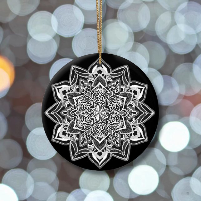 Silver Snowflake on a black Ceramic Tree Decoration (Creator Uploaded)