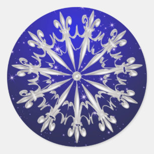 Silver snowflake on night sky  Sticker
