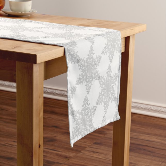 Silver Snowflake on Snow White Table Runner (In Situ)