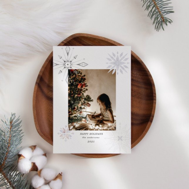 Silver Snowflake Photo Holiday Card (Creator Uploaded)