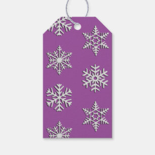 Silver snowflake print, Customisable Background Gift Tags
