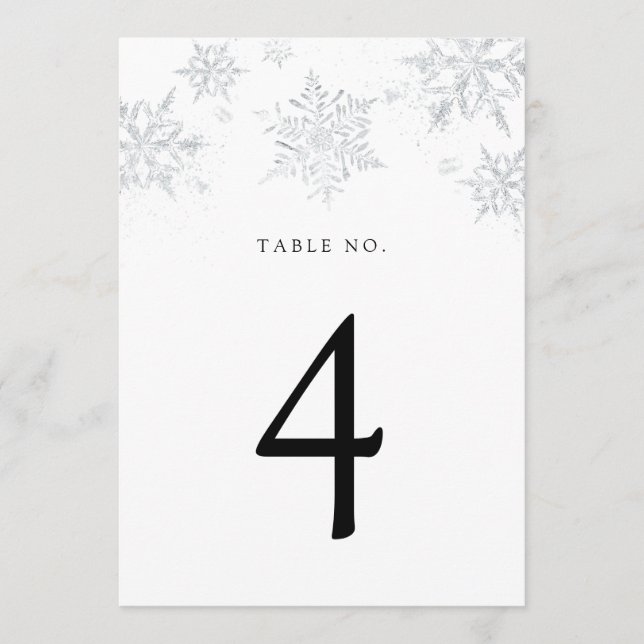 Silver Snowflake Table Number (Front)