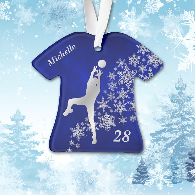Silver Snowflake Volleyball Player Ornament (Creator Uploaded)