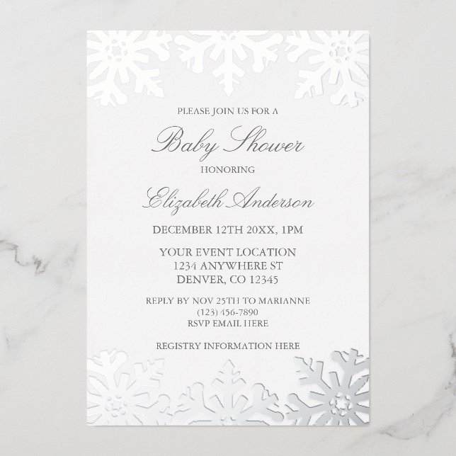 Silver Snowflake Winter Baby Shower (Front)