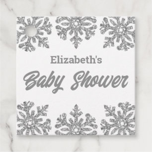 Silver Snowflake Winter Baby Shower Favour Tags