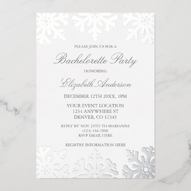 Silver Snowflake Winter Bachelorette Party (Front)