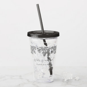 Silver Snowflake Winter Bridal Shower Acrylic Tumbler
