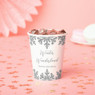 Silver Snowflake Winter Bridal Shower Paper Cups