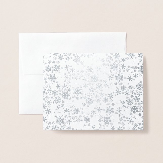 Silver Snowflake Winter Card (Front With Envelope)