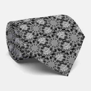 Silver Snowflake Winter Holiday Black Abstract Tie