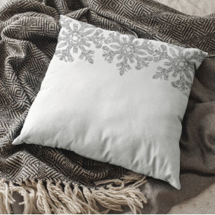 Silver Snowflake Winter Quinceanera Cushion
