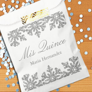 Silver Snowflake Winter Quinceanera Favour Bags