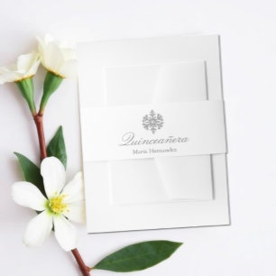 Silver Snowflake Winter Quinceanera Invitation Belly Band