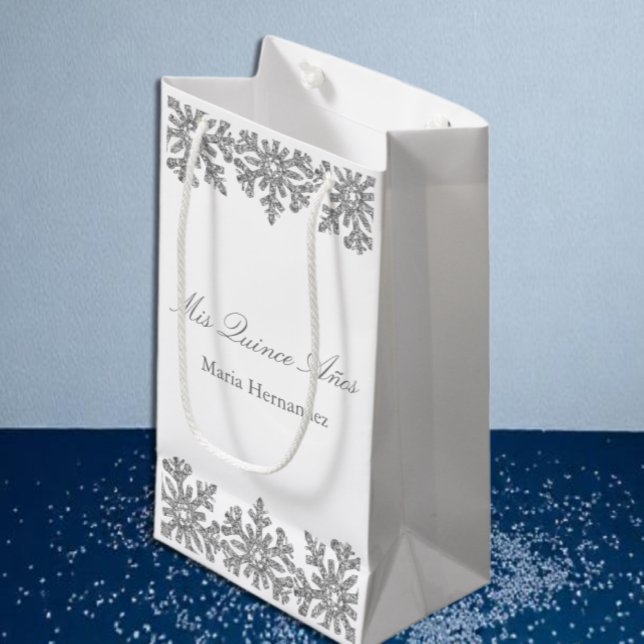 Silver Snowflake Winter Quinceanera Small Gift Bag (Creator Uploaded)