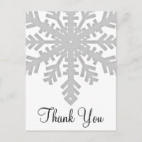Silver Snowflake Winter Thank You Postcards