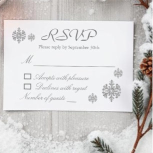 Silver Snowflake Winter Wedding RSVP Card