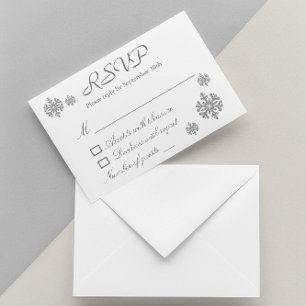 Silver Snowflake Winter Wedding RSVP Invitation