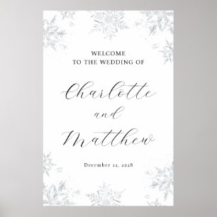 Silver Snowflake Winter Wedding Welcome Sign