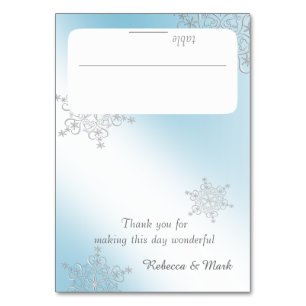 Silver Snowflakes and Ice Blue Seating Card