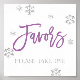 Silver Snowflakes and Purple Chic Favour Sign